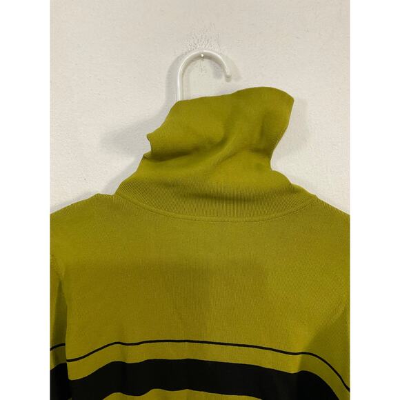 VTG 90s Joseph A Women's Green Knit Stripped Turtleneck Sweater Size Medium - Picture 4 of 6